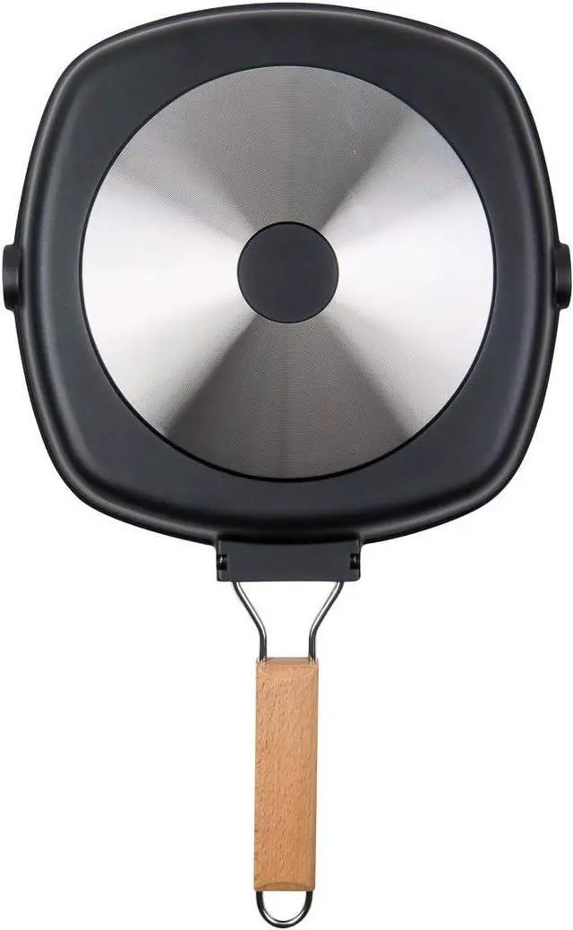Alt view image 6 of 7 - Non-Stick Grill Pan Wooden, 11", Folding Handles