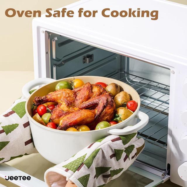 Alt view image 4 of 7 - JEETEE Pots and Pans Set Nonstick, 14 Pcs Beige Ceramic Cookware Sets, Healthy & Non-Toxic Cooking Set with Easily Rotate Remove Handle, Oven Safe, PFOA/PFOS Free, (Induction, Gas, Ceramic, Electric)
