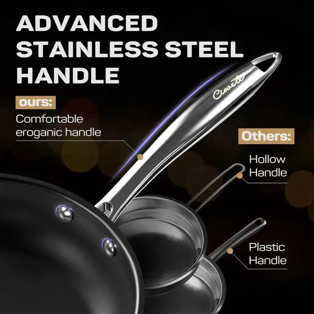 Alt view image 3 of 6 - Stainless Steel Nonstick Pots and Pans Set - 11PC, 18/10 Triple Ply Stainless Steel Induction Cookware Set, Kitchen Cookware Sets with Steamer Insert/Stay-Cool Handles, Dishwasher Safe