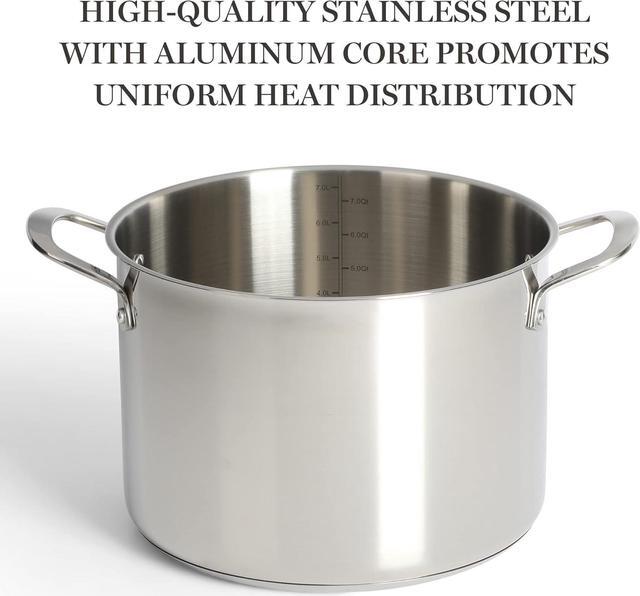 Alt view image 3 of 6 - Martha Stewart Castelle 10 Piece 18/8 Stainless Steel Induction Safe Pots and Pans Non-Toxic Triply Bottom Kitchen Cookware Set