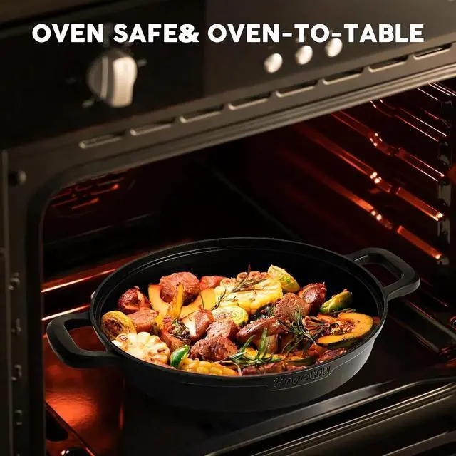 Alt view image 5 of 6 - Non-Stick Frying Pan/Skillet 11", 3QT Tagine Pan, Aluminum Pans with Lid, Stove/Oven-to-Table Cookware, Dishwasher Safe& Compatible with All StovetopsBlack