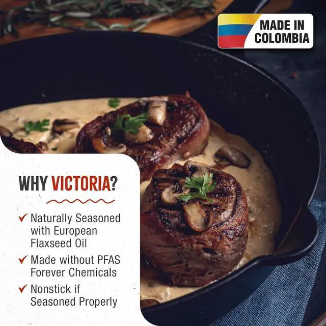 Alt view image 2 of 6 - Victoria 12-Inch Cast Iron Skillet, Pre-Seasoned Cast-Iron Frying Pan with Long Handle, Made in Colombia