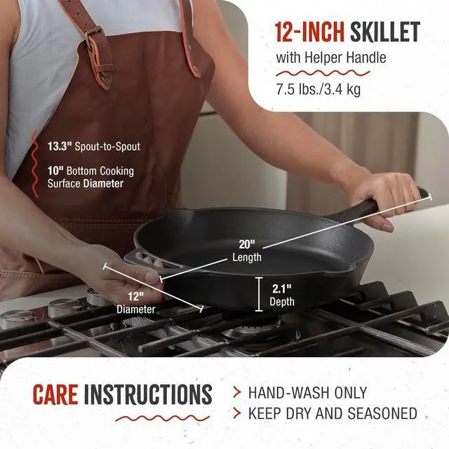 Alt view image 6 of 6 - Victoria 12-Inch Cast Iron Skillet, Pre-Seasoned Cast-Iron Frying Pan with Long Handle, Made in Colombia