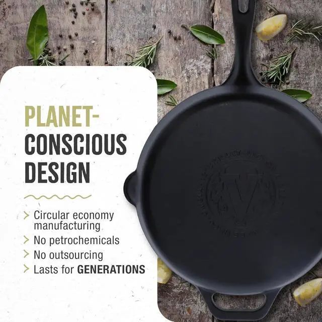 Alt view image 5 of 6 - Victoria 12-Inch Cast Iron Skillet, Pre-Seasoned Cast-Iron Frying Pan with Long Handle, Made in Colombia