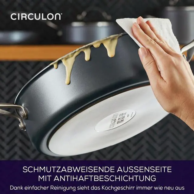 Alt view image 7 of 7 - Circulon A1 Series with ScratchDefense Technology Nonstick Induction Sauté Pan with Helper Handle and Lid, 5 Quart, Graphite