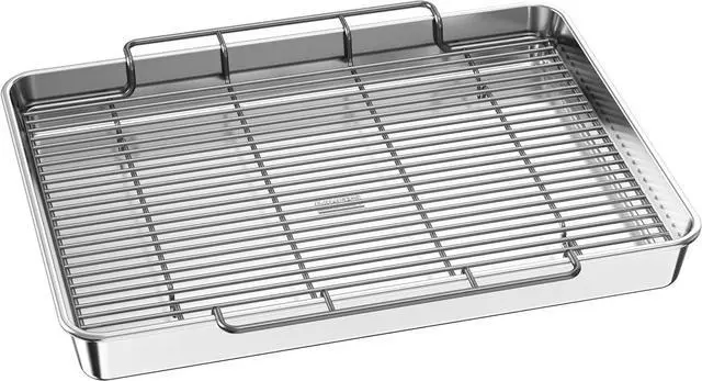 Main image of Baker's Secret Non Toxic Large Roasting Pan with 18" Rack, Roaster 100% Recycled Aluminum, Turkey Roasting Pan, Vegetables, Poultry, Easy-Release - The Natural Aluminum Collection