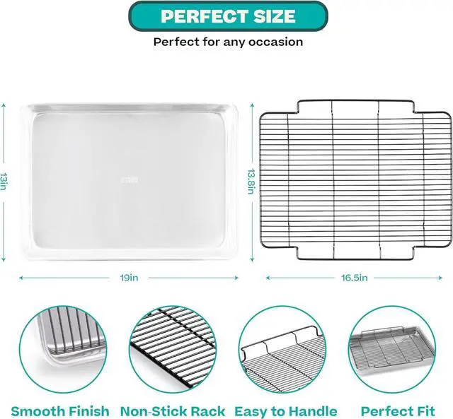 Alt view image 3 of 7 - Baker's Secret Non Toxic Large Roasting Pan with 18" Rack, Roaster 100% Recycled Aluminum, Turkey Roasting Pan, Vegetables, Poultry, Easy-Release - The Natural Aluminum Collection