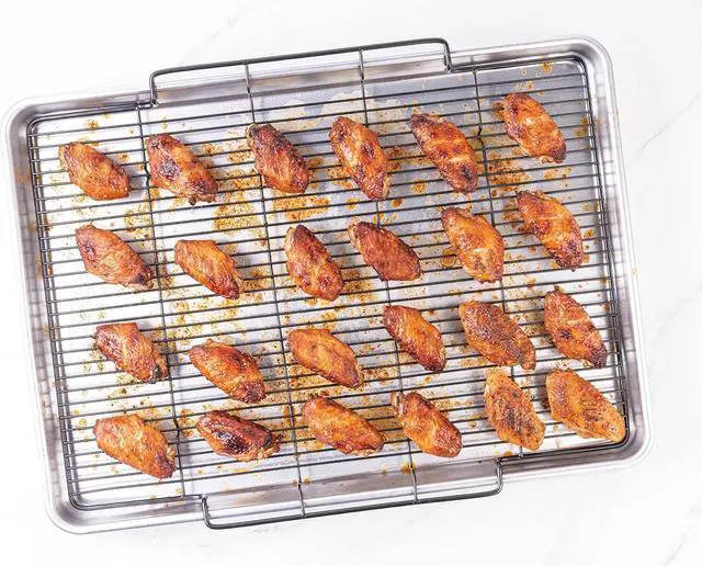 Alt view image 5 of 7 - Baker's Secret Non Toxic Large Roasting Pan with 18" Rack, Roaster 100% Recycled Aluminum, Turkey Roasting Pan, Vegetables, Poultry, Easy-Release - The Natural Aluminum Collection