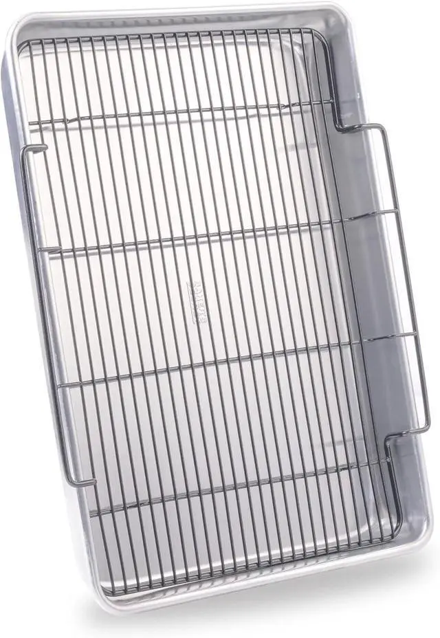 Alt view image 7 of 7 - Baker's Secret Non Toxic Large Roasting Pan with 18" Rack, Roaster 100% Recycled Aluminum, Turkey Roasting Pan, Vegetables, Poultry, Easy-Release - The Natural Aluminum Collection