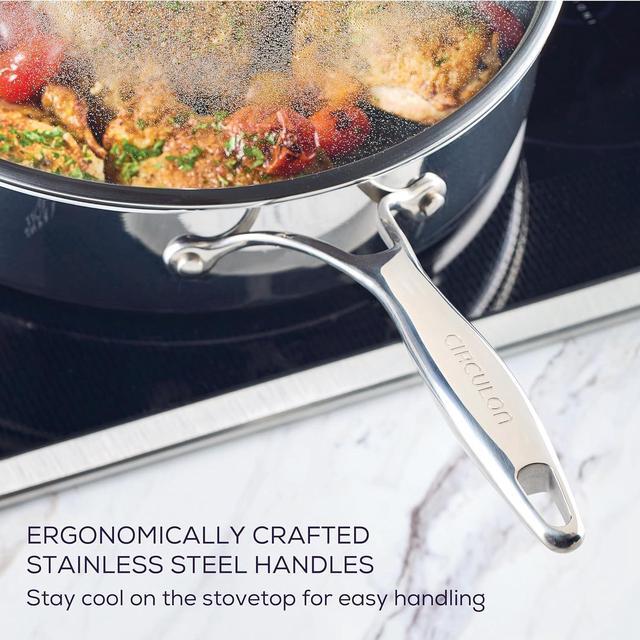 Alt view image 5 of 7 - Circulon C1 Series Clad Stainless Steel with ScratchDefense Technology Cookware Nonstick Induction Saute Pan with Lid and Helper Handle, Metal Utensil Safe, 5 Quart - Polished Stainless Steel
