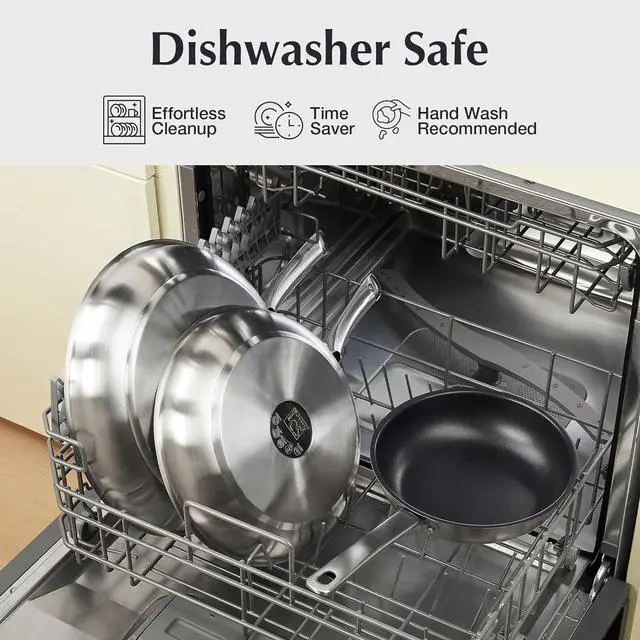 Alt view image 3 of 7 - KOCH SYSTEME CS Stainless Steel Pan 12 Inch, Non Stick Frying Pans with Non-toxic Stainless Steel for Professional Cooking, 12 Inch Stainless Steel Pan with Stay-cool Handle, Induction Pan, Oven Safe