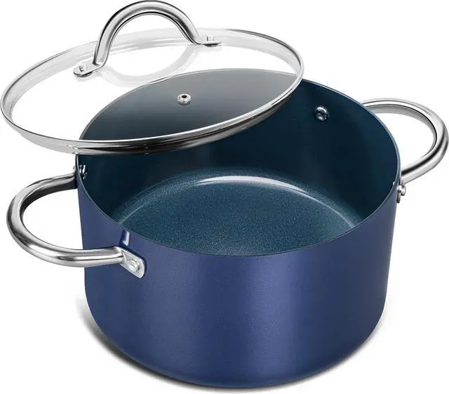 Main image of MICHELANGELO 6 Quart Stock Pot with Lid, Non Toxic Cooking Pot, Ceramic Soup Pot with Lid, Non Stick Pot with Stainless Steel Handle, Induction Compatible