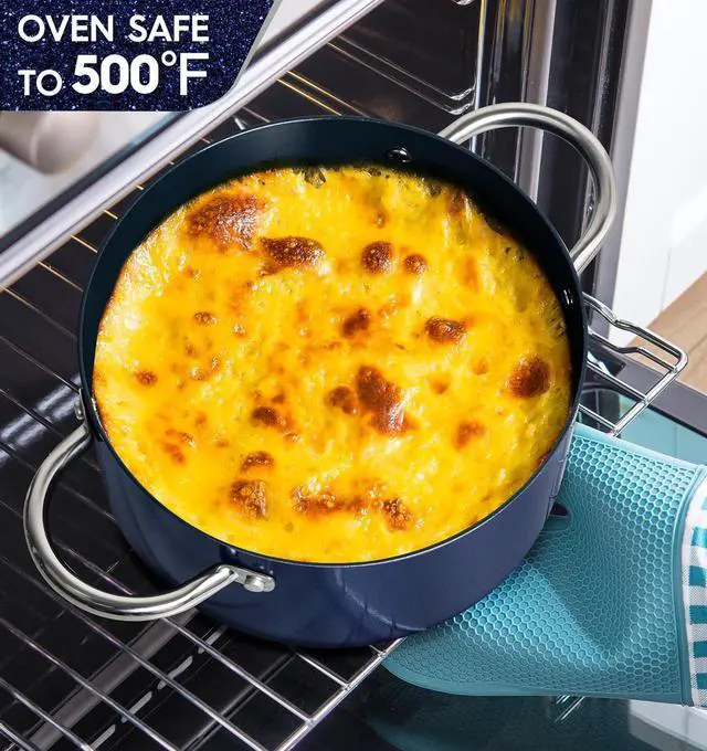 Alt view image 6 of 7 - MICHELANGELO 6 Quart Stock Pot with Lid, Non Toxic Cooking Pot, Ceramic Soup Pot with Lid, Non Stick Pot with Stainless Steel Handle, Induction Compatible