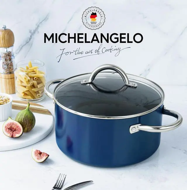 Alt view image 7 of 7 - MICHELANGELO 6 Quart Stock Pot with Lid, Non Toxic Cooking Pot, Ceramic Soup Pot with Lid, Non Stick Pot with Stainless Steel Handle, Induction Compatible