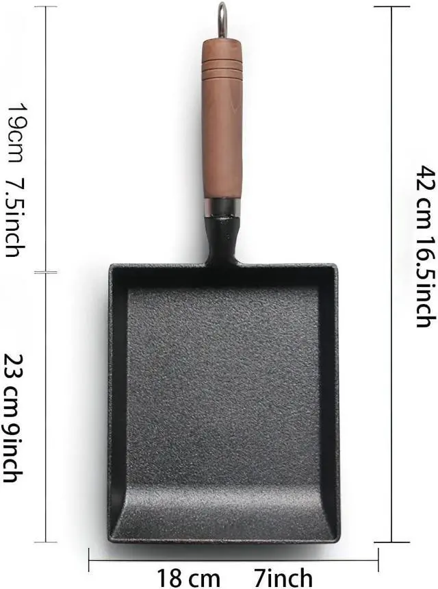Alt view image 2 of 7 - LI-GELISI Tamagoyaki Japanese Omelette Pan/Egg Pan,Rectangle Frying Pan Mini Frying Pan Iron Omelette Pan Tamagoyaki-ki Wooden Handle 9×7 inch