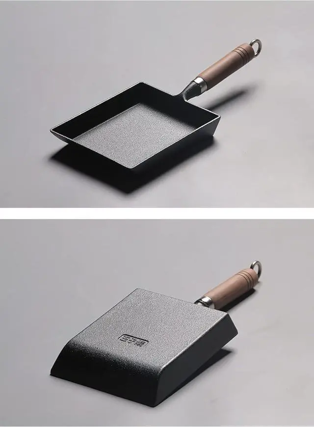 Alt view image 4 of 7 - LI-GELISI Tamagoyaki Japanese Omelette Pan/Egg Pan,Rectangle Frying Pan Mini Frying Pan Iron Omelette Pan Tamagoyaki-ki Wooden Handle 9×7 inch