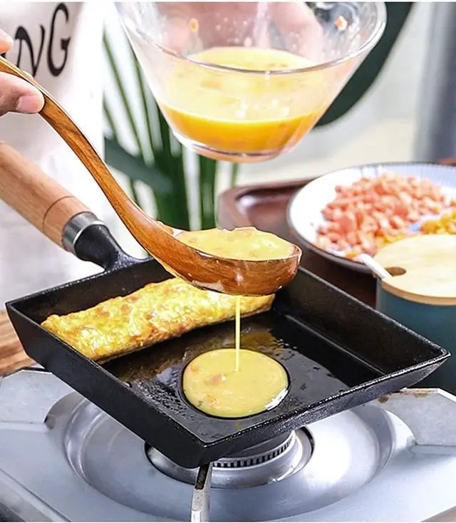 Alt view image 5 of 7 - LI-GELISI Tamagoyaki Japanese Omelette Pan/Egg Pan,Rectangle Frying Pan Mini Frying Pan Iron Omelette Pan Tamagoyaki-ki Wooden Handle 9×7 inch