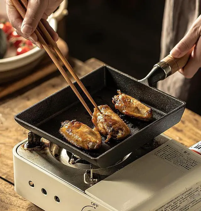 Alt view image 6 of 7 - LI-GELISI Tamagoyaki Japanese Omelette Pan/Egg Pan,Rectangle Frying Pan Mini Frying Pan Iron Omelette Pan Tamagoyaki-ki Wooden Handle 9×7 inch