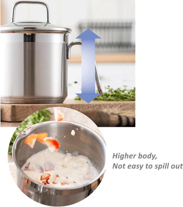 Alt view image 2 of 6 - Stainless Steel Saucepan With Glass Lid, Sauce Pan, 2.5 Quart Cooking Pot, Perfect For Boiling Milk, Sauce, Gravies, Pasta, Noodles