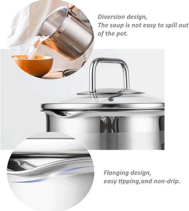 Alt view image 3 of 6 - Stainless Steel Saucepan With Glass Lid, Sauce Pan, 2.5 Quart Cooking Pot, Perfect For Boiling Milk, Sauce, Gravies, Pasta, Noodles
