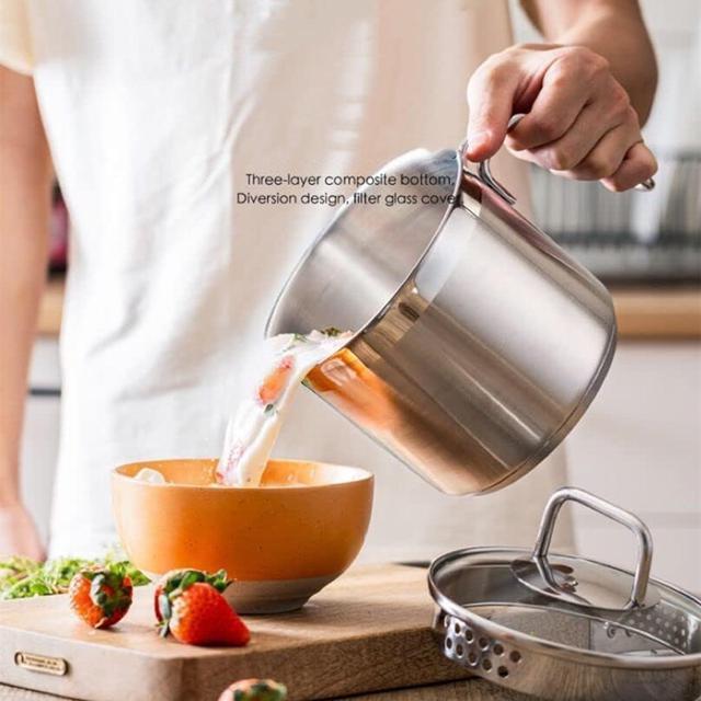 Alt view image 5 of 6 - Stainless Steel Saucepan With Glass Lid, Sauce Pan, 2.5 Quart Cooking Pot, Perfect For Boiling Milk, Sauce, Gravies, Pasta, Noodles