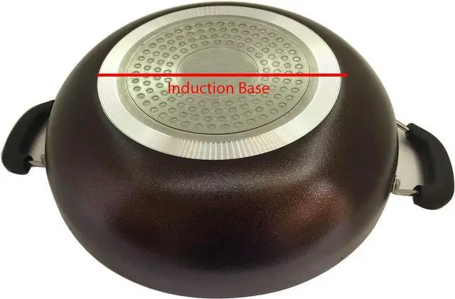 Alt view image 3 of 6 - Induction Base Non-Stick Kadai with Glass Lid 240mm Deep Fry Pan Kadai Indian Kadhai For Roasting Pickling Deep Frying and Sautéing (2.2 Ltr)