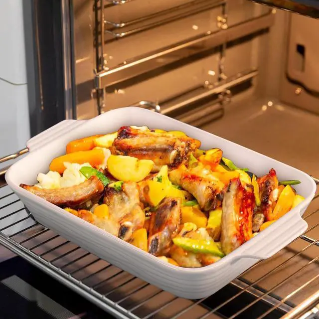 Alt view image 6 of 7 - Baking Dish for Oven Casserole Dishes Bakeware Set With Ramekin Ceramic Lasagna Pan 9×12.8 Inch Large Deep Baking Dishes Rectangular Non-Stick Baking Pans for Kitchen Baking and Roasting White