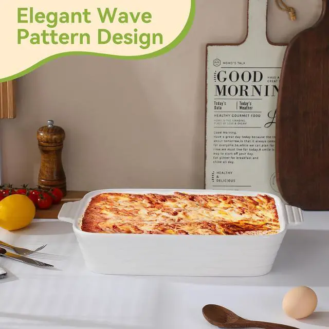 Alt view image 7 of 7 - Baking Dish for Oven Casserole Dishes Bakeware Set With Ramekin Ceramic Lasagna Pan 9×12.8 Inch Large Deep Baking Dishes Rectangular Non-Stick Baking Pans for Kitchen Baking and Roasting White