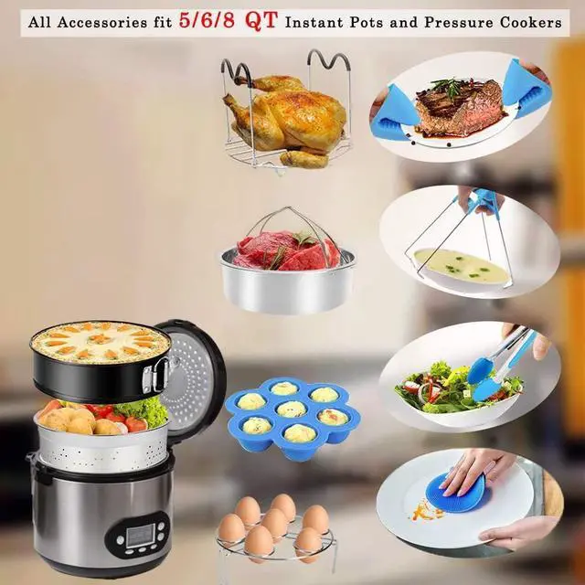 Alt view image 2 of 5 - Accessories for Instant Pot, 73 PCS Accessories for Pressure Cooker for 5/6/8 Qt Electric Pressure Cooker -2 Steamer Baskets, Steamer Rack, Non-stick Springform Pan, Egg Rack