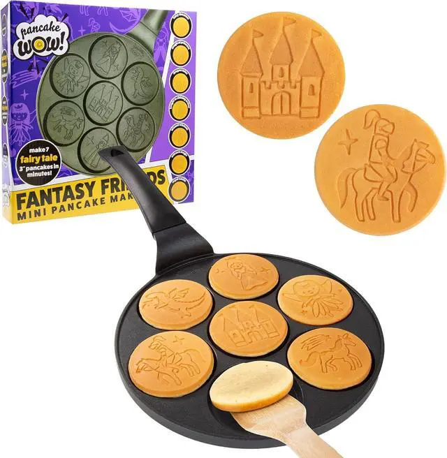 Main image of CucinaPro Fantasy Friends Mini Pancake Pan - Nonstick Griddle for Breakfast Magic, Featuring a Princess Castle & More, 7 Unique Flapjacks