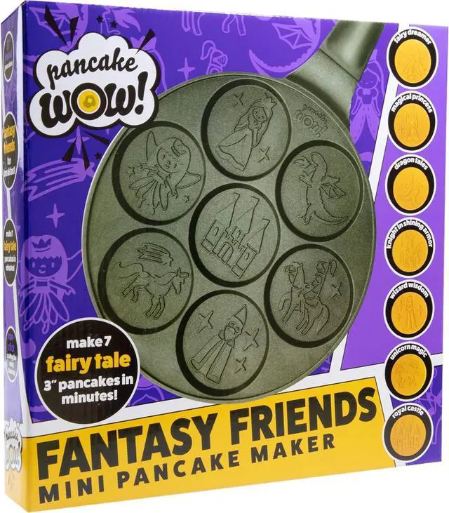 Alt view image 3 of 7 - CucinaPro Fantasy Friends Mini Pancake Pan - Nonstick Griddle for Breakfast Magic, Featuring a Princess Castle & More, 7 Unique Flapjacks
