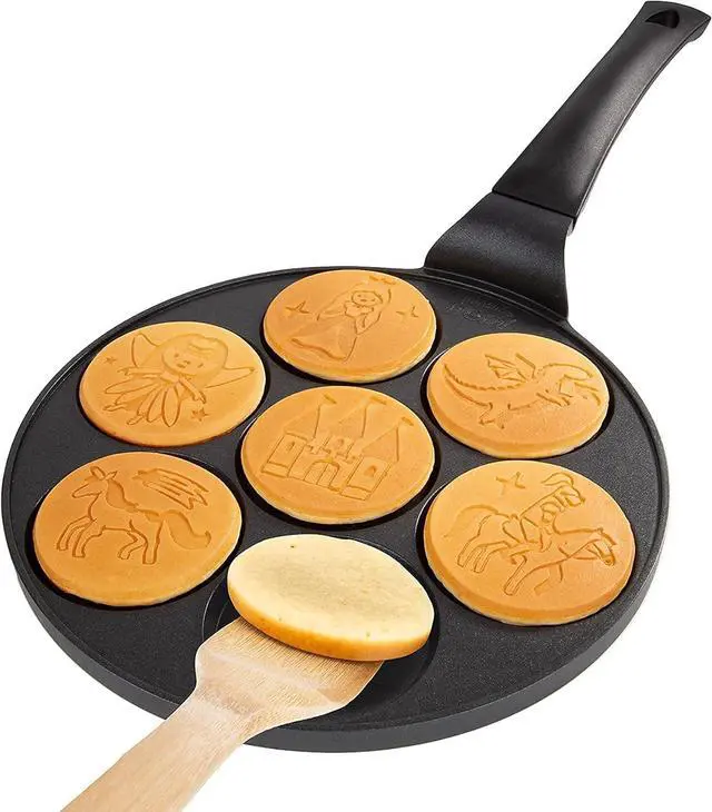 Alt view image 6 of 7 - CucinaPro Fantasy Friends Mini Pancake Pan - Nonstick Griddle for Breakfast Magic, Featuring a Princess Castle & More, 7 Unique Flapjacks