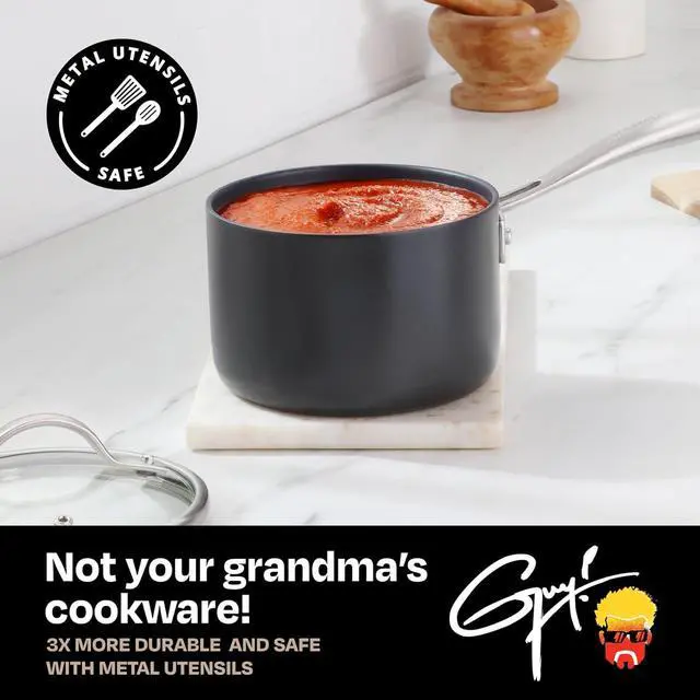 Alt view image 4 of 6 - Guy Fieri's Flavortown 2-Quart Sauce Pan with Lid, Non-stick Cookware Without PFAS, PTFE, or PFOA
