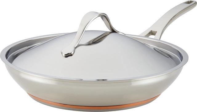 Main image of Anolon Nouvelle Stainless Stainless Steel Frying Pan / Fry Pan / Stainless Steel Skillet with Lid - 12 Inch, Silver