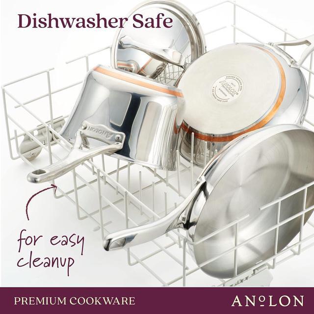 Alt view image 5 of 7 - Anolon Nouvelle Stainless Stainless Steel Frying Pan / Fry Pan / Stainless Steel Skillet with Lid - 12 Inch, Silver