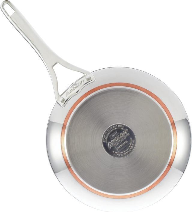 Alt view image 7 of 7 - Anolon Nouvelle Stainless Stainless Steel Frying Pan / Fry Pan / Stainless Steel Skillet with Lid - 12 Inch, Silver