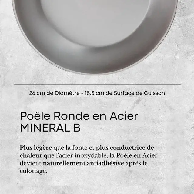Alt view image 5 of 7 - de Buyer MINERAL B Carbon Steel Fry Pan - 10.25 - Ideal for Searing, Sauteing & Reheating - Naturally Nonstick - Made in France
