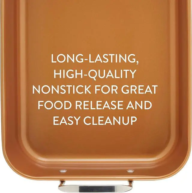 Alt view image 5 of 7 - Ayesha Curry Nonstick Roaster / Roasting Pan with Rack - 11 Inch x 15 Inch, Brown