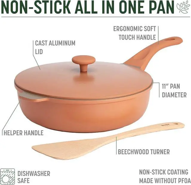 Alt view image 4 of 7 - Goodful All-in-One Pan, Multilayer Nonstick, High-Performance Cast Construction, Multipurpose Design Replaces Multiple Pots and Pans, Dishwasher Safe Cookware, 11-Inch, 4.4-Quart Capacity, Terracotta