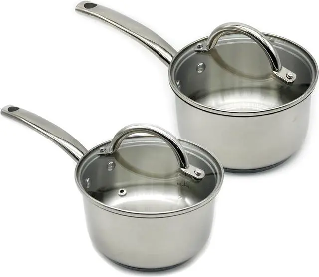Alt view image 3 of 6 - Stainless Steel Saucepan Glass Lid Steel handle Induction Impact Bonded 7 PCS Set