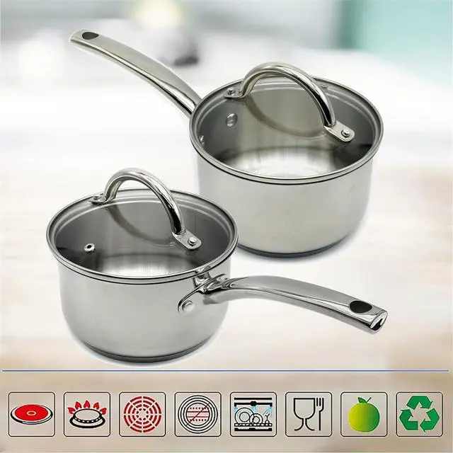 Alt view image 5 of 6 - Stainless Steel Saucepan Glass Lid Steel handle Induction Impact Bonded 7 PCS Set