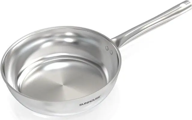 Main image of Sunhouse 18/10 10 Inch Stainless Steel Frying Pan, Whole-Clad No Coatings Skillet with Stay-cool Handle for Cooking, Durable & Oven Safe to 500°F, Dishwasher Safe, Compatible with All Cooktops