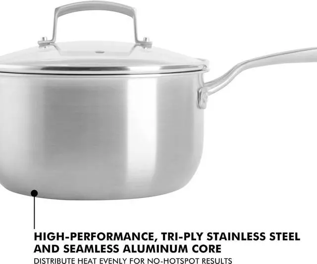 Alt view image 2 of 7 - Babish Stainless Steel 3.5qt Triply Professional Grade Sauce Pan