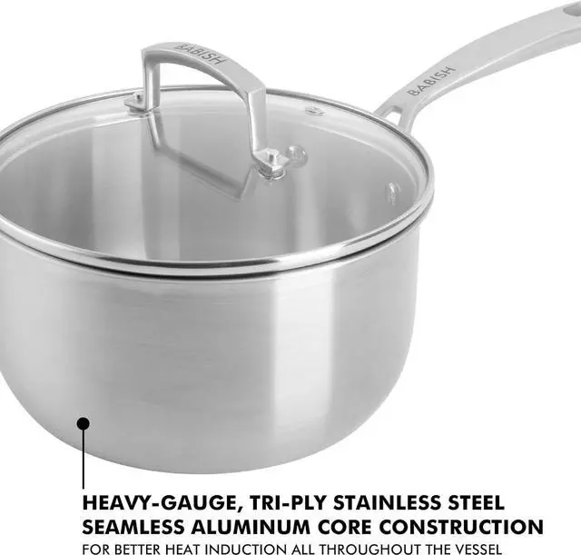 Alt view image 3 of 7 - Babish Stainless Steel 3.5qt Triply Professional Grade Sauce Pan