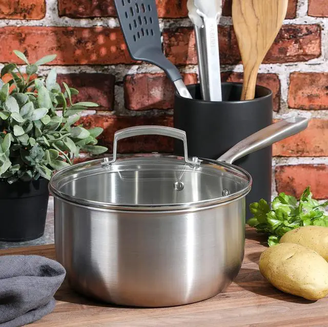 Alt view image 7 of 7 - Babish Stainless Steel 3.5qt Triply Professional Grade Sauce Pan