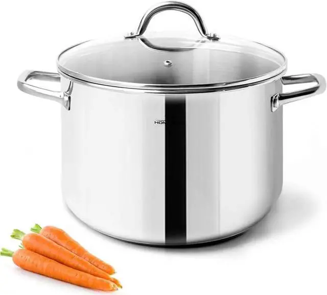 Main image of HOMICHEF Small Stock Pot 4 Quart Nickel Free Stainless Steel - 4 Qt Stockpot With Lid - Induction Pot