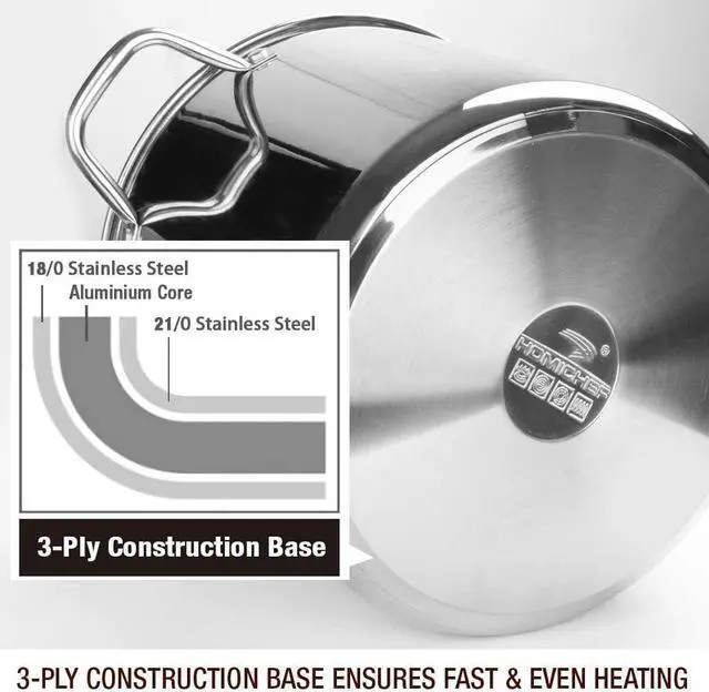 Alt view image 5 of 7 - HOMICHEF Small Stock Pot 4 Quart Nickel Free Stainless Steel - 4 Qt Stockpot With Lid - Induction Pot