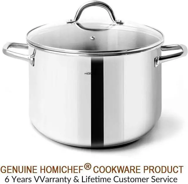 Alt view image 7 of 7 - HOMICHEF Small Stock Pot 4 Quart Nickel Free Stainless Steel - 4 Qt Stockpot With Lid - Induction Pot