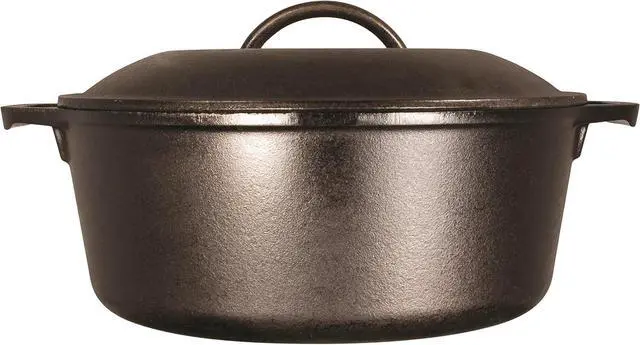 Alt view image 2 of 5 - Lodge 7-Quart Cast Iron Dutch Oven  Made in USA, Pre-Seasoned, PFAS-Free & Non-Toxic, Heat-Treated, Induction Compatible, Self-Basting Lid, Durable Multi-Use Cooking Pot for Oven to Table