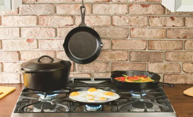 Alt view image 5 of 5 - Lodge 7-Quart Cast Iron Dutch Oven  Made in USA, Pre-Seasoned, PFAS-Free & Non-Toxic, Heat-Treated, Induction Compatible, Self-Basting Lid, Durable Multi-Use Cooking Pot for Oven to Table